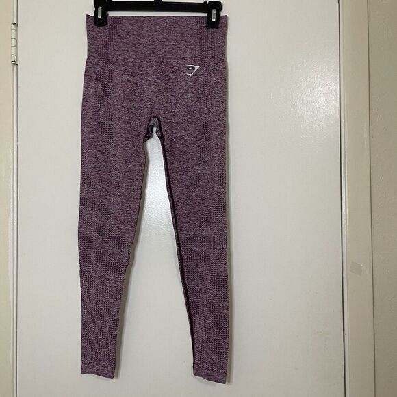 GYMSHARK red maroon space dye seamless high rise leggings small - Picture 2 of 4